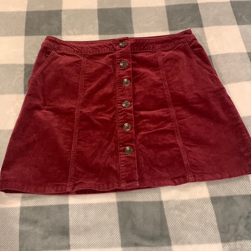 Maroon Corduroy Mini Skirt